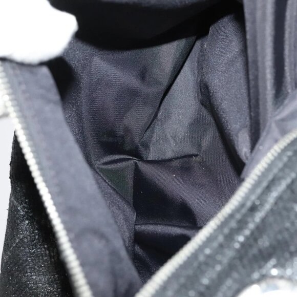 CHANEL Paris Biarritz MM Tote Bag Coated Canvas Black Silver CC Auth bs19293 - Picture 13 of 16